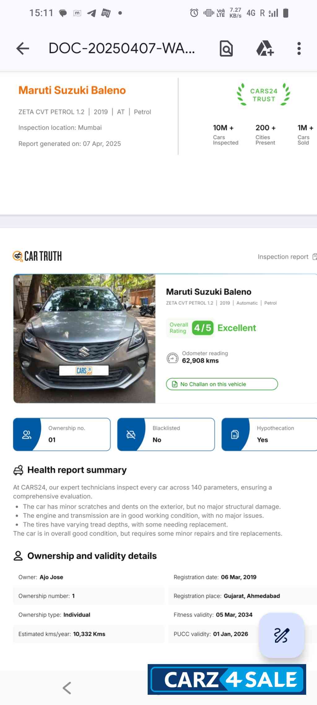 Metallic Premium Silver Maruti Suzuki Baleno Zeta CVT Automatic Petrol 1.2